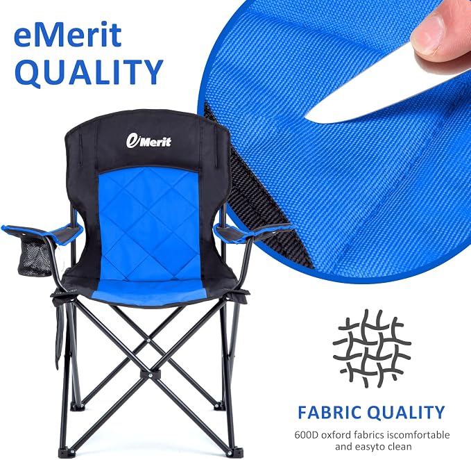EMERIT Oversized Padded Camping Chair, 350LB Heavy Duty Quad Fold Chair - Image 6