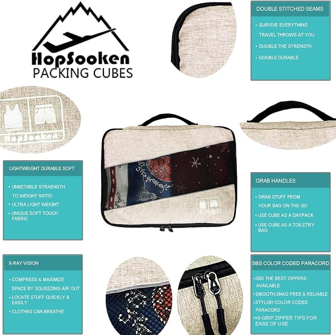 5 Set Packing Cubes for Travel Large Suitcase Luggage Organizer Bags Travel - Image 6