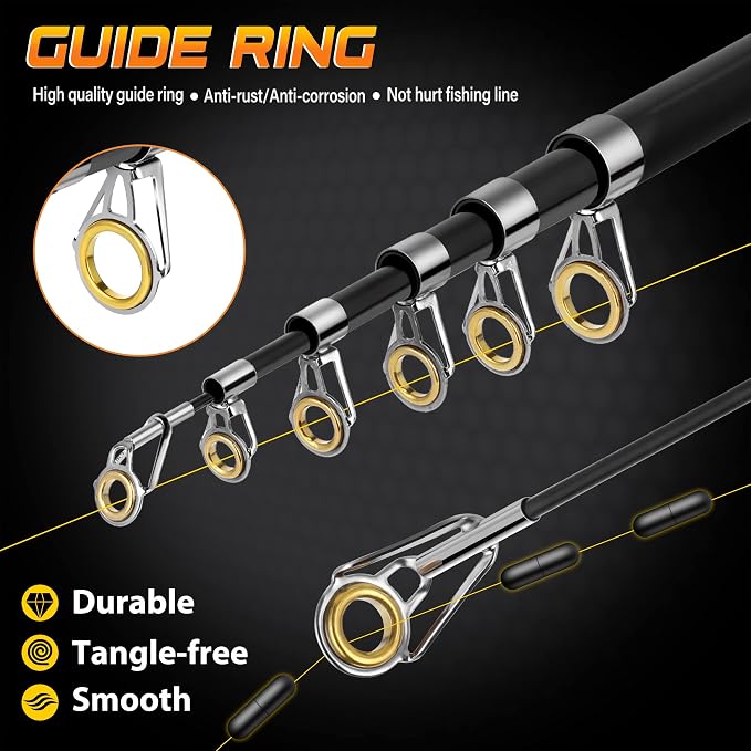 PLUSINNO Fishing Pole, Fishing Rod and Reel Combo, Telescopic Fishing Rod Kit - Image 2