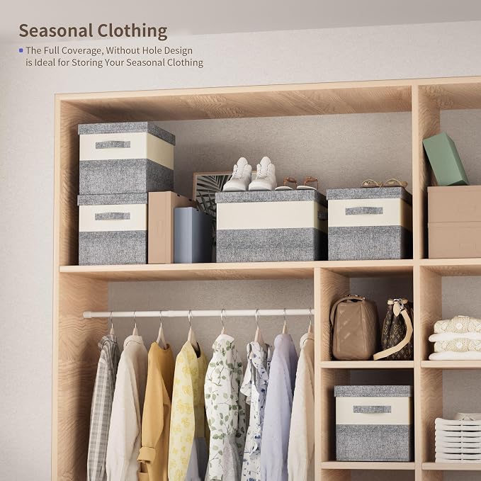 Fabric Large Storage Bins with Lids 3 Pack Collapsible, Linen Closet Organizers - Image 6