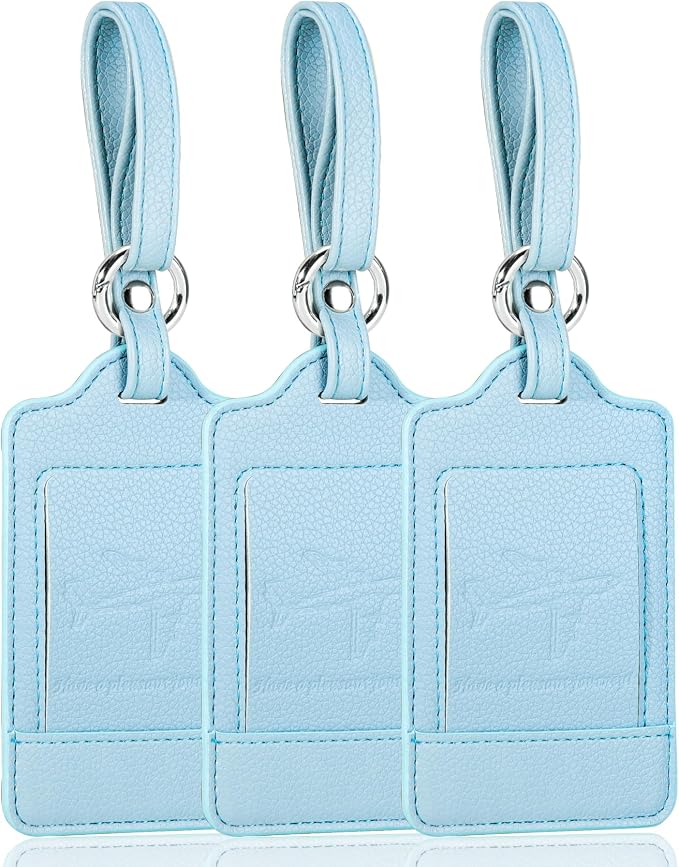 Teskyer Luggage Tags, 3 Pack Premium PU Leather Luggage Tags by TESKYER