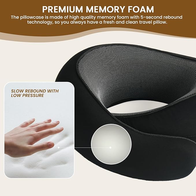Neck Pillow, Travel Pillow uses Memory Foam to Support Neck Comfort, Ideal - Image 4
