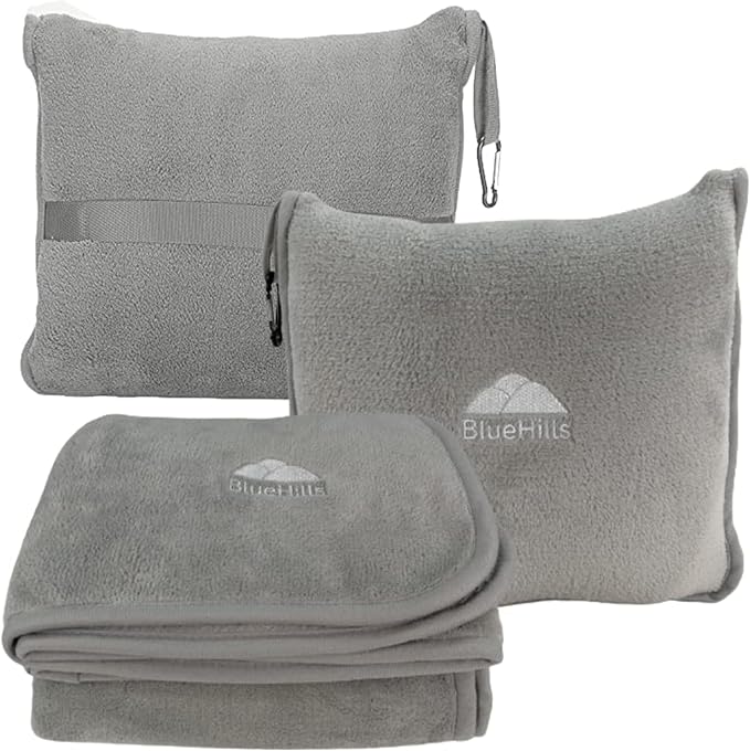 BlueHills Premium Soft Travel Blanket Pillow Airplane Flight Blanket Throw in by BlueHills