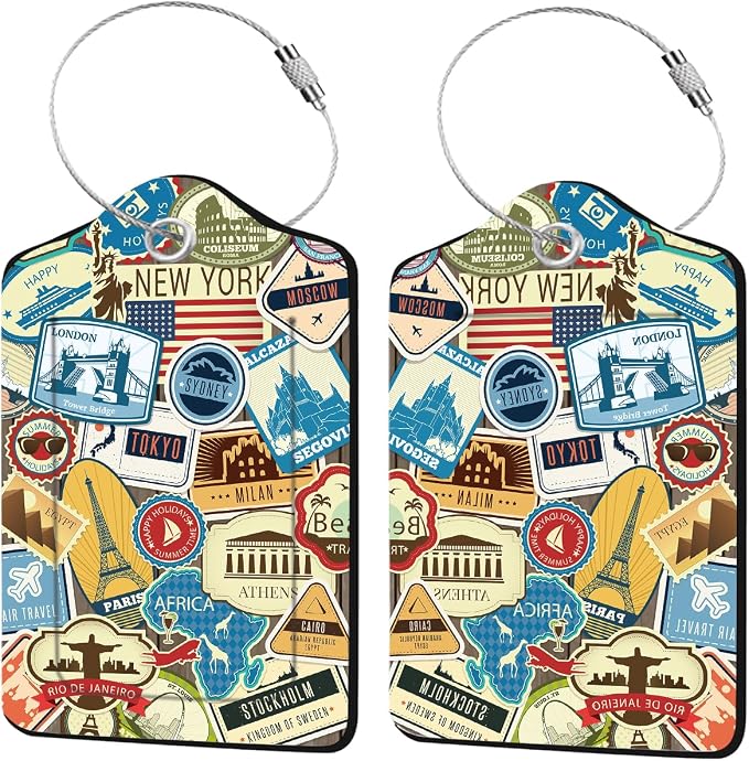 2 Pcs Leather Luggage Tags for Suitcases, Funny Suitcase Tags for Luggage by Unknown