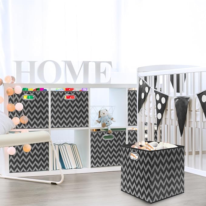 SIMPLE HOUSEWARE 13-Inch Collapsible Fabric Cube Storage Bin - Image 3