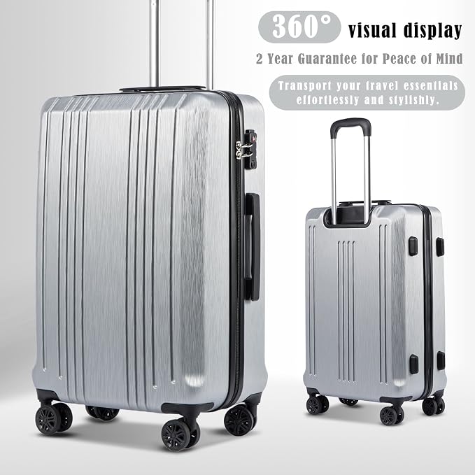 Coolife Luggage Expandable Suitcase PC+ABS 3 Piece Set - Image 2