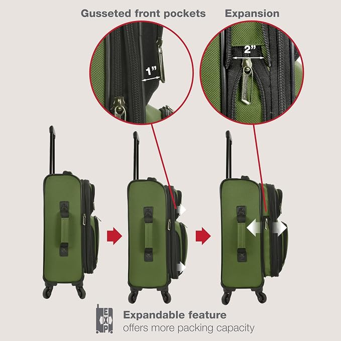 U.S. Traveler Lightweight Rolling 20" Carry On Luggage Softside Suitcase - Image 6