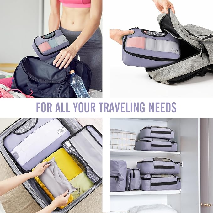 Veken 8 Set Packing Cubes for Travel Essentials, Suitcase Organizer Bags in 4 - Image 7