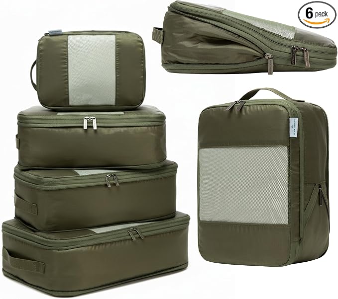 6-Pack Compression Packing Cubes Travel Essentials by NookTheory