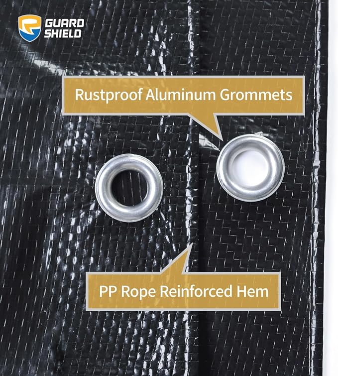 GUARD SHIELD Black Tarp 12x20 Feet Waterproof Tarps Lightweight Camping Tarp - Image 3