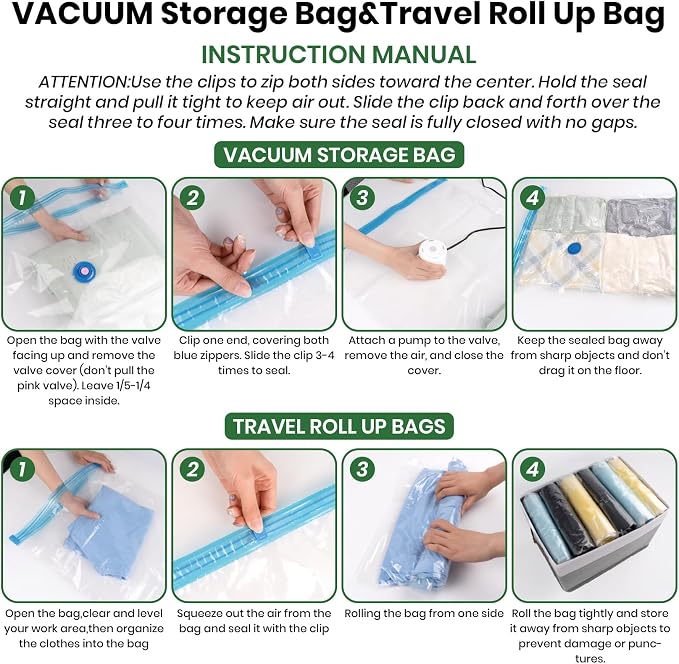 Vacuum Storage Bags, Comforters, Pillows-4 Jumbo+4 Large+4 Medium+4 Small+4 - Image 6