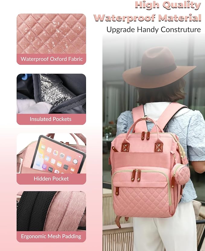 Diaper Bag with Changing Station, Waterproof 3 in 1 Baby Diaper Backpack with - Image 6