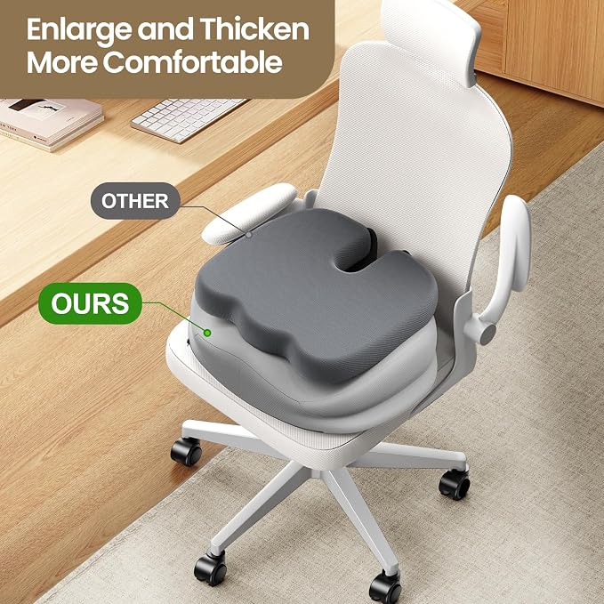 Benazcap Large Seat Cushion for Office Chair Memory Foam Coccyx Pain Relief - Image 3