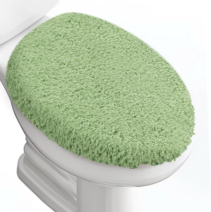 Microfiber Elongated Toilet Seat Cover 19.5"x 15" Machine Washable Solid Toilet by Baahrnom