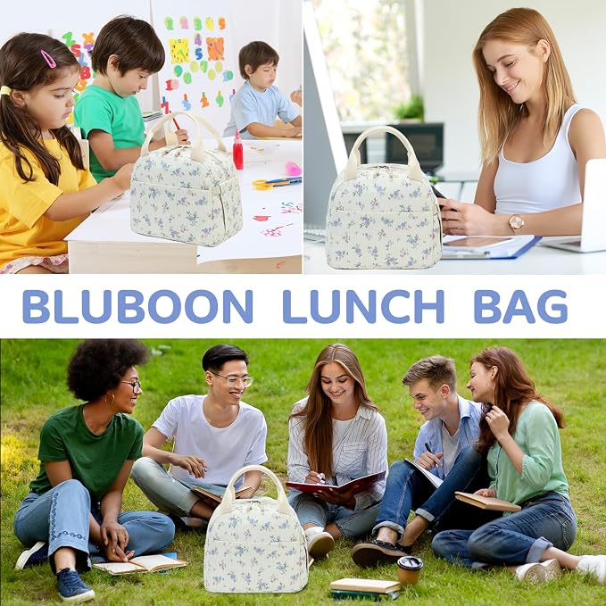 Bluboon Lunch Bag for Women Men Cute Corduroy Lunch Tote Bags Reusable - Image 5