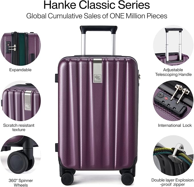 Hanke Expandable Hardshell Luggage Sets 3 piece Carry On Luggage - Image 4