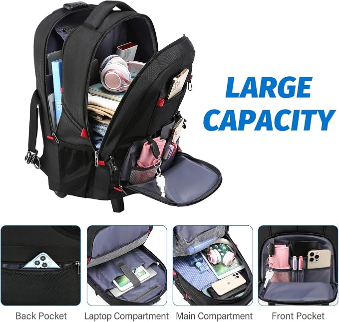 LOVEVOOK Rolling Laptop Backpack - Image 4