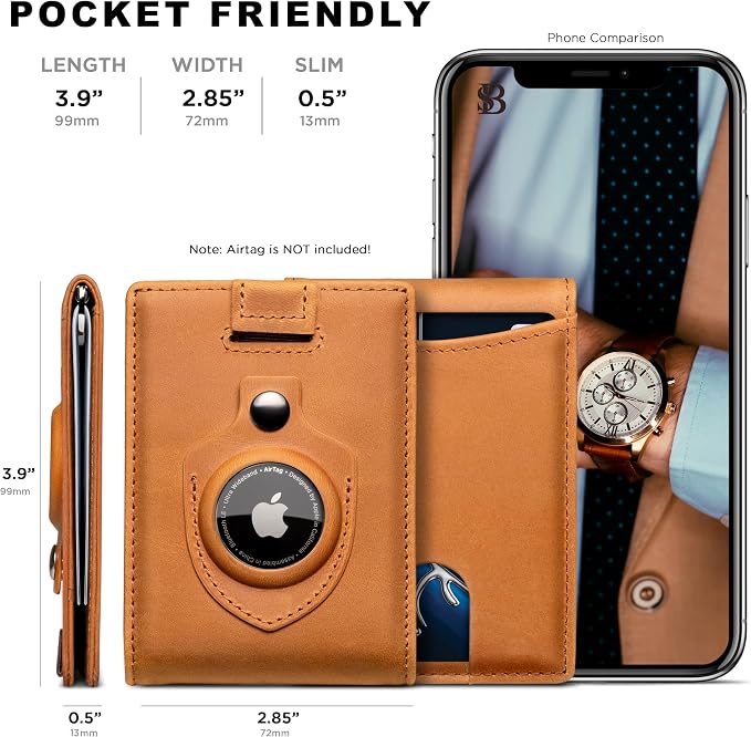 SERMAN BRANDS RFID Blocking Slim Bifold Genuine Leather Minimalist Front Pocket - Image 4
