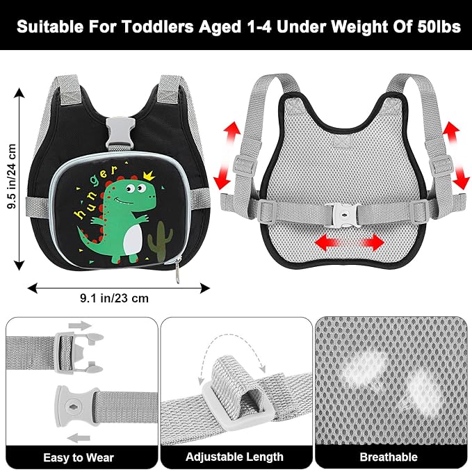 Accmor Toddler Harness Leash+ Anti Lost Wrist Link, Cute Dinosaur Kids Harness - Image 2