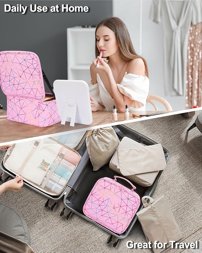 Chomeiu Makeup Bag with LED Mirror, Cute Cosmetic Bags Birthday Gifts - Image 7
