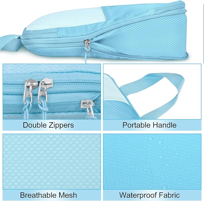 8 Set Compression Packing Cubes Travel, Lightweight Expandable Travel Cubes - Image 5
