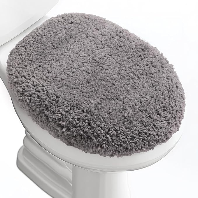 Microfiber Elongated Toilet Seat Cover 19.5"x 15" Machine Washable Solid Toilet by Baahrnom