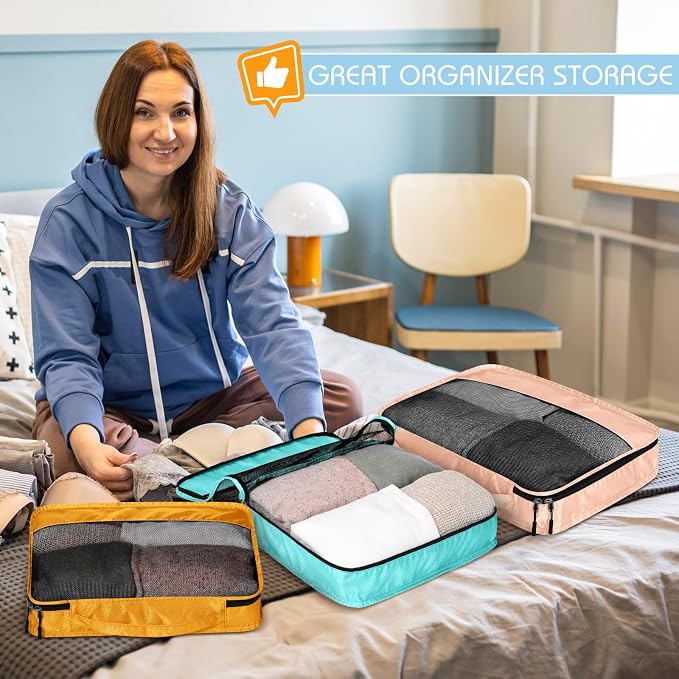 5 Pcs Packing Cubes for Suitcase Large Travel Cubes Carry on Luggage Organizer - Image 6