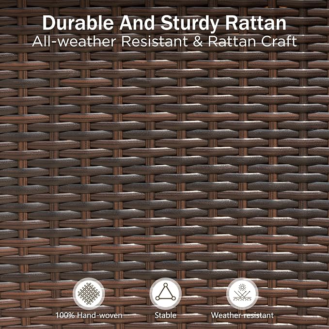 PHI VILLA 4 Pieces Patio Cushioned Rattan Chairs, Outdoor Modern PE Wicker - Image 4