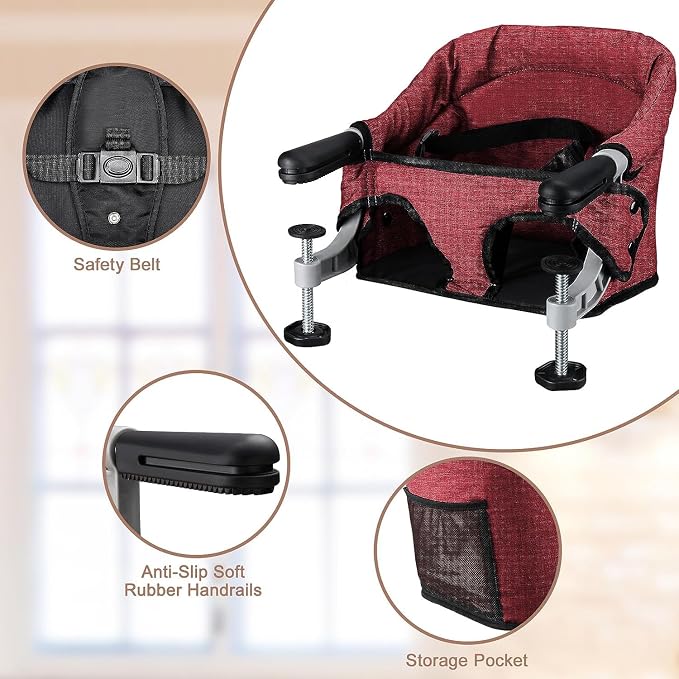 Hook On Chair, Clip on High Chair, Fold-Flat Storage Portable Baby Feeding Seat - Image 4