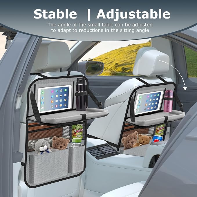 Car Backseat Organizer with table Tray, 9 Storage Pockets Backseat Car - Image 7