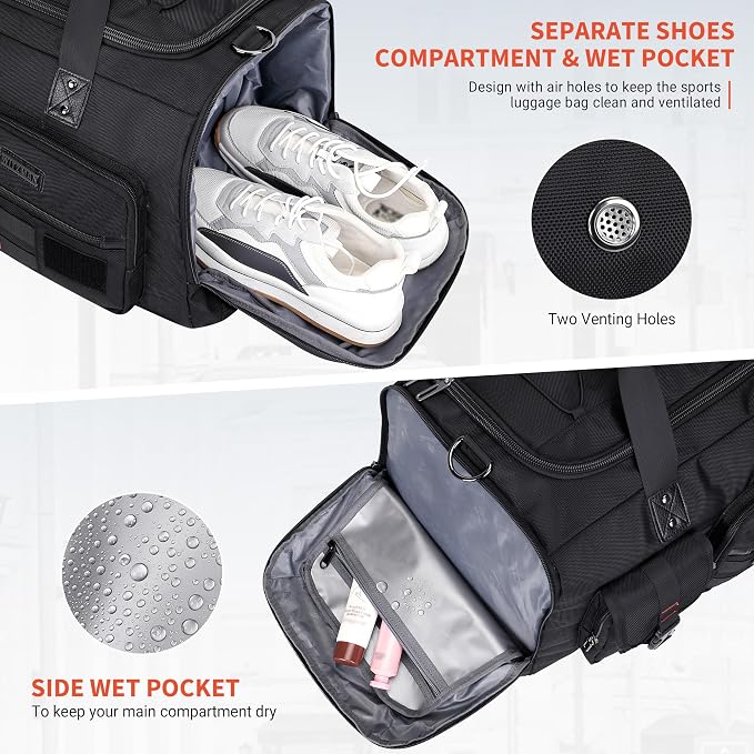 WITZMAN Travel Duffel Bags for Men Large Carry On Weekender Overnight Bag 3 in - Image 4