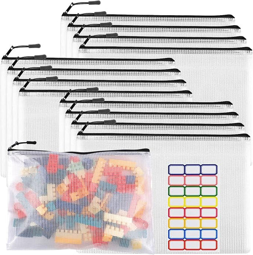 12pcs Large Mesh Zipper Pouch File Bags YOPCDJ Reusable Zippered Pouches by YOPCDJ