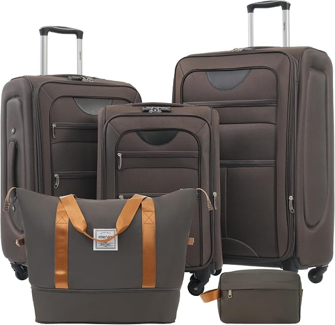 Merax Softside Luggage Set Softshell Lightweight 3 Piece Spinner Suitcase by Merax