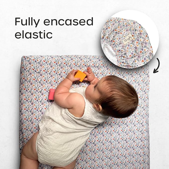 Quiggly Bassinet Sheets for Guava Lotus, 2 Pack Organic Cotton Jersey Knit - Image 5