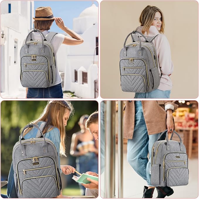 Travel Backpack for Women, 15.6 Inch Work Laptop Backpack, Water Resistant - Image 6