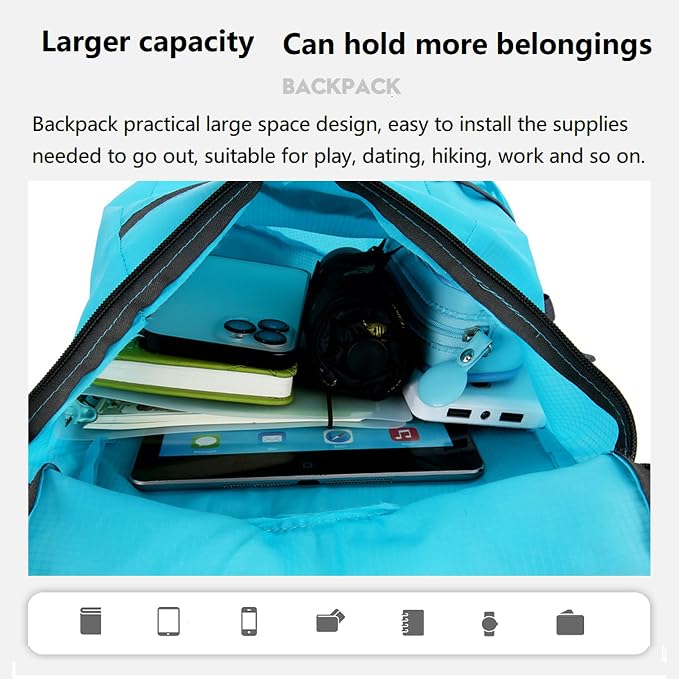 16L Hiking Daypack Lightweight Foldable Travel Backpack Water Repellent Camping - Image 5
