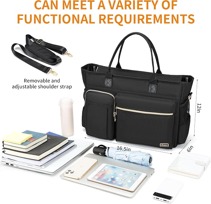 Laptop Tote Bag, Middle Size Computer Messenger Teacher Bag - Image 3