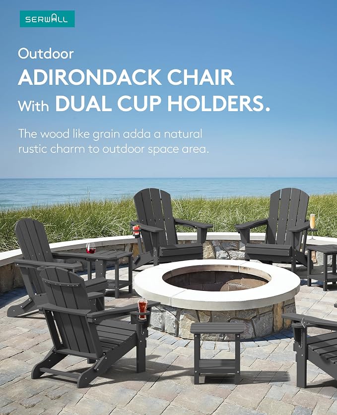 SERWALL Foldable Adirondack Chair Set of 6, HDPE Adirondack Chair - Image 6