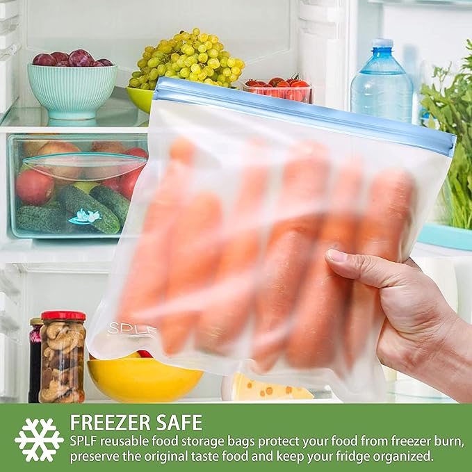 SPLF 6 Pack Reusable Gallon Freezer Bags Dishwasher Safe, BPA Free 1 gallon - Image 5