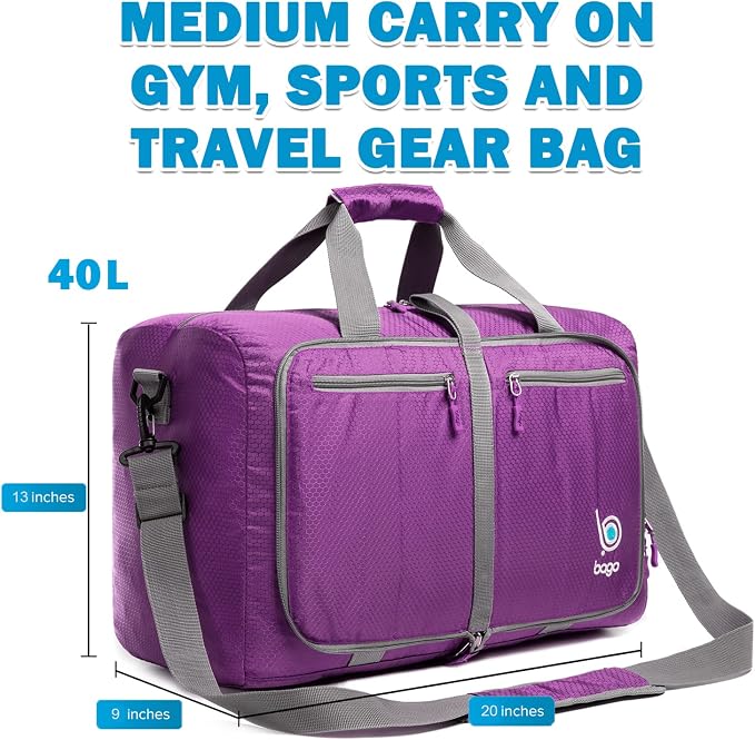 Bago Foldable Duffel Bags for Traveling Women & Men - 40L Sports Packable - Image 3