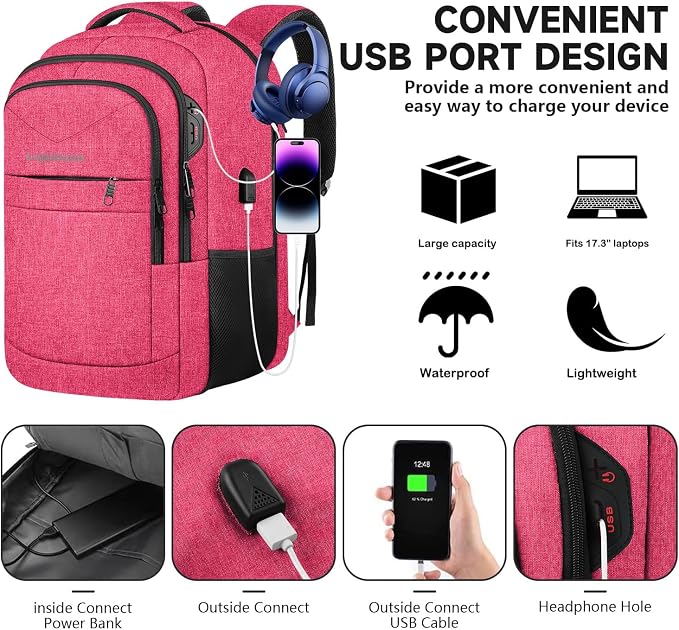 Lapsouno Travel Laptop Backpack, 15.6 Inch Travel Laptop Backpack, Water - Image 5