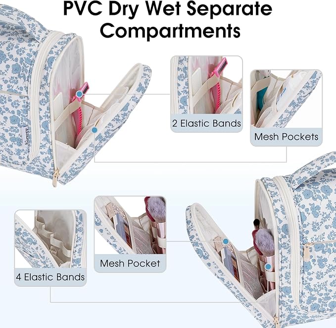 Narwey Hanging Toiletry Bag for Women Travel Makeup Bag Organizer Toiletries - Image 3