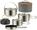 Camping Cookware Set 304 Stainless Steel 10pcs Pots & Pans, Travel Mesh Bag by Unknown