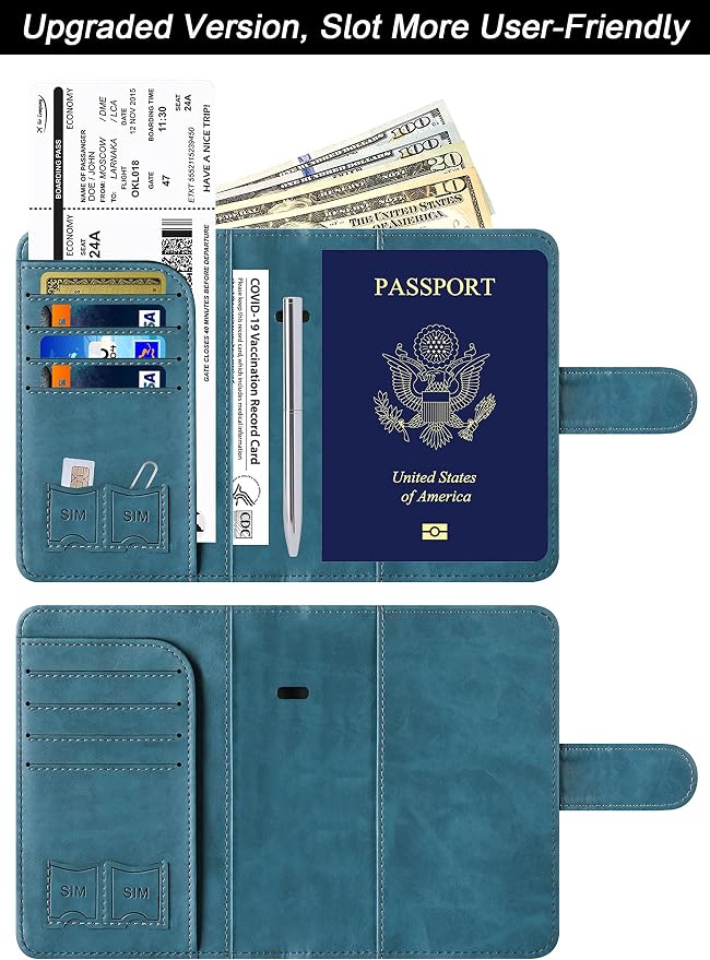 Airtag Passport Holder Cover Wallet Travel Essentials Leather Rfid Blocking - Image 2