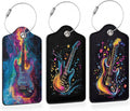 Electric Guitar Neon 3 PCS PU Leather Luggage Tags by Losthll