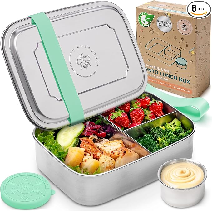 Everusely - Bento Box - Green, 60oz / 1.8 L - Stainless Steel Lunch Box - 3 by Everusely
