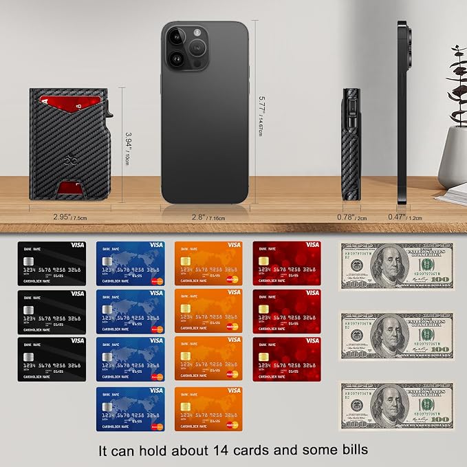 Wallet for Men Wallet with Slim Pop Up Card Holder 9-13 Cards, Bifold - Image 6