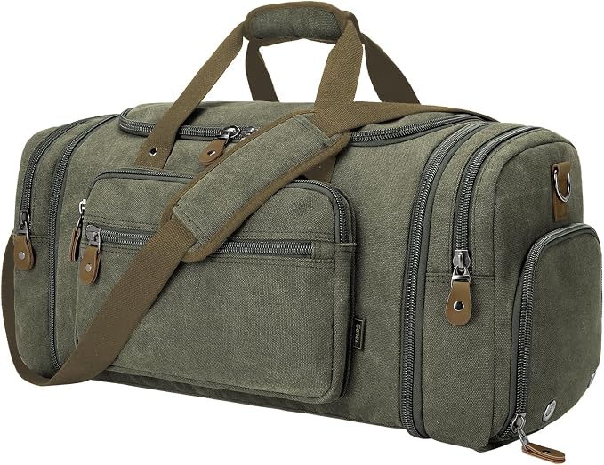 Gonex Canvas Duffle Bag 60L Travel Duffel Overnight Weekend Bag by Gonex