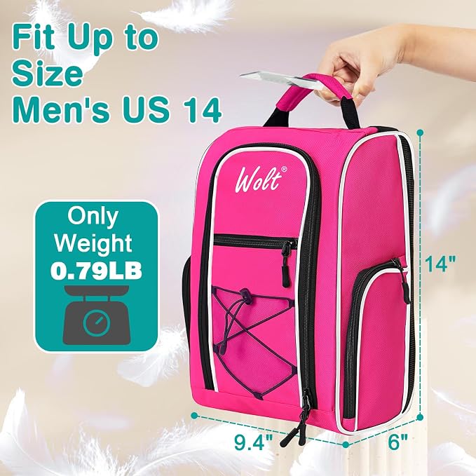 Wolt 2 Pcs Golf Shoe Bag for Travel- Zippered Shoes Carrier Bags - Image 2