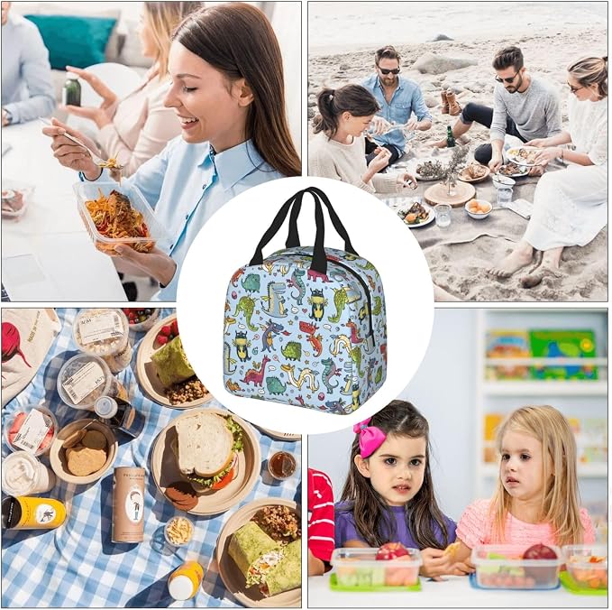 Cute Dragon Lunch Box Animal Lunch Bag Insulated Reusable Lunch Tote Bag Cooler - Image 5